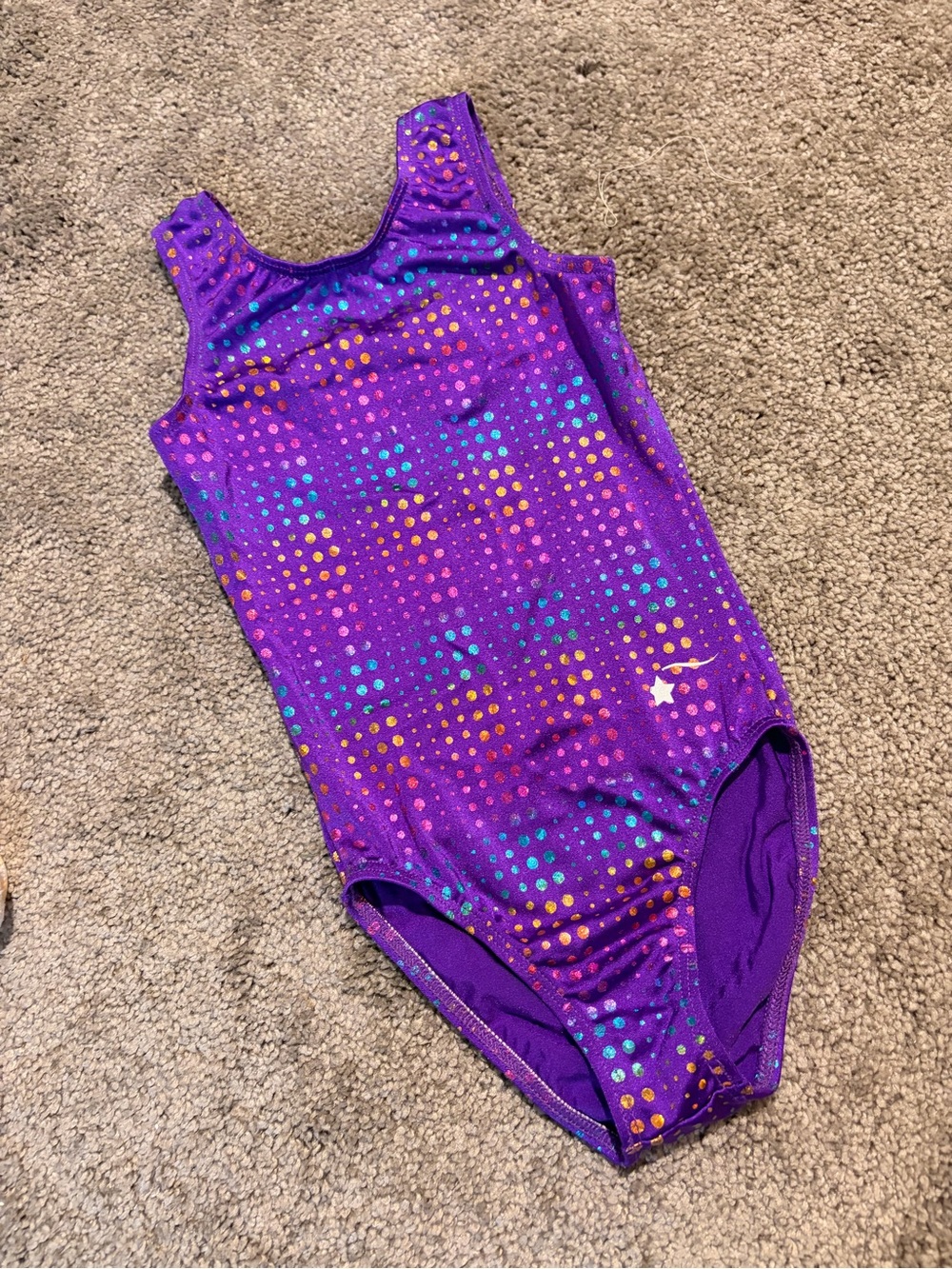 Girls' Purple Sparkle Dot Gymnastics Leotard